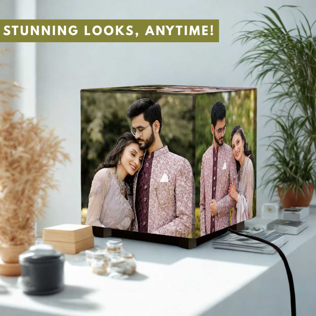 Personalized Photo Lamp Family Photo Cube LED Light – 6x6.6x6 Inch – Fade-Free Easy to Clean Print