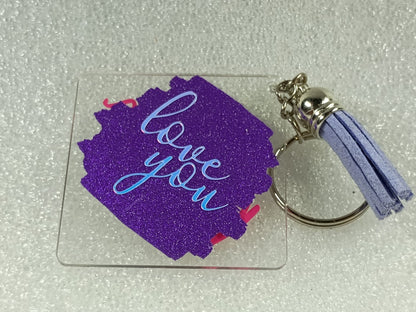 Love You Mom" Reversible Acrylic Key Ring