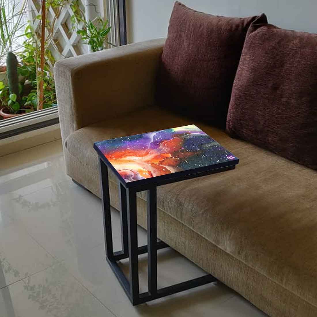 Beautiful C Shaped End Table - Space Multi Watercolor