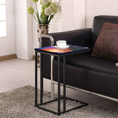 Beautiful C Shaped End Table - Space Multi Watercolor