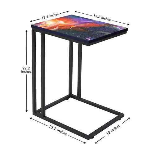 Beautiful C Shaped End Table - Space Multi Watercolor