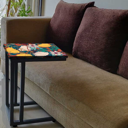Beautiful Floral Metal C Table - Yellow Flower