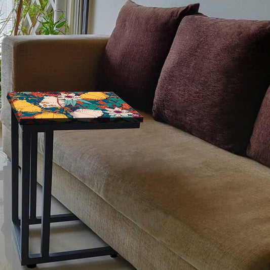 Beautiful Floral Metal C Table - Yellow Flower