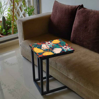 Beautiful Floral Metal C Table - Yellow Flower