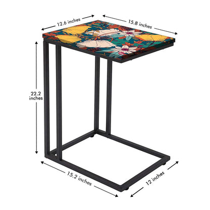 Beautiful Floral Metal C Table - Yellow Flower