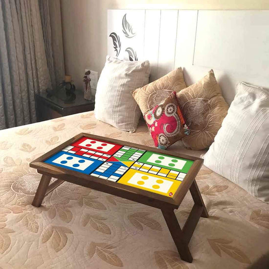 Ludo Study Breakfast Table Lapdesk Bed Tray Tables-Foldable Teak Desk