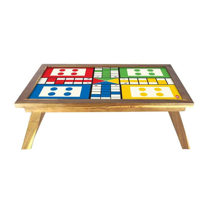 Ludo Study Breakfast Table Lapdesk Bed Tray Tables-Foldable Teak Desk
