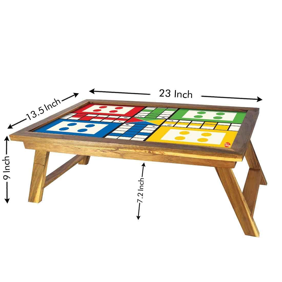 Ludo Study Breakfast Table Lapdesk Bed Tray Tables-Foldable Teak Desk