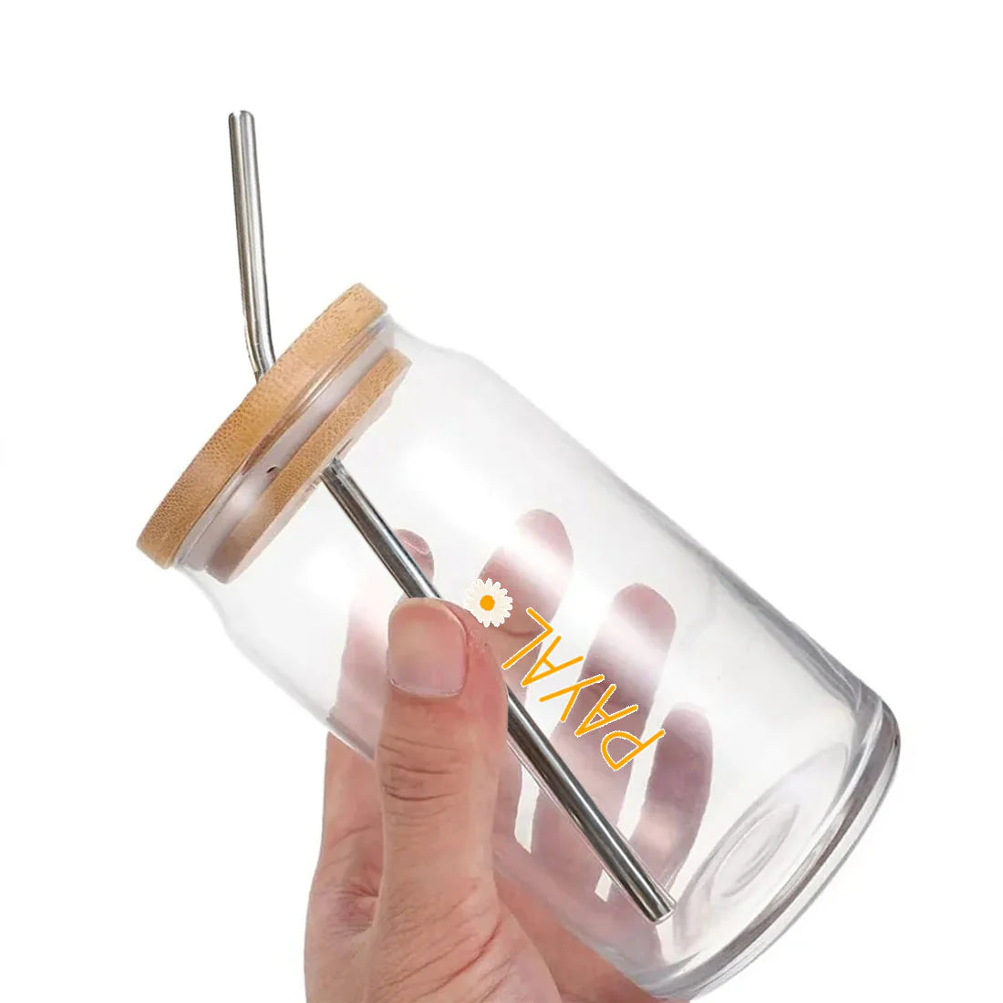 Nutcase Glass Can with Lid and Straw - Custom Juice Can with Straw