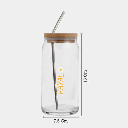 Nutcase Glass Can with Lid and Straw - Custom Juice Can with Straw