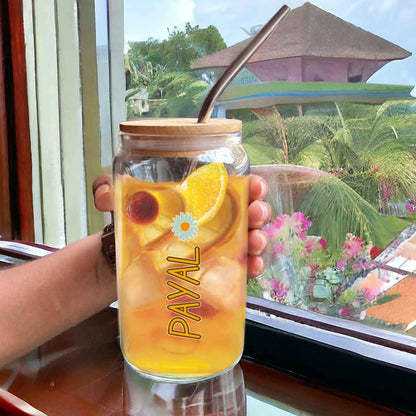 Nutcase Glass Can with Lid and Straw - Custom Juice Can with Straw