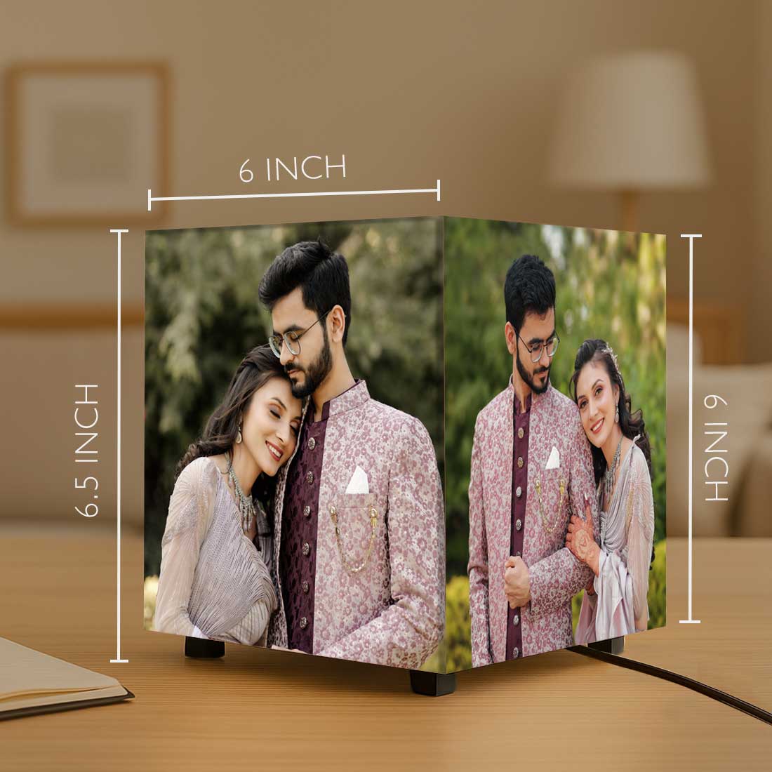 Personalized Photo Lamp Family Photo Cube LED Light – 6x6.6x6 Inch – Fade-Free Easy to Clean Print