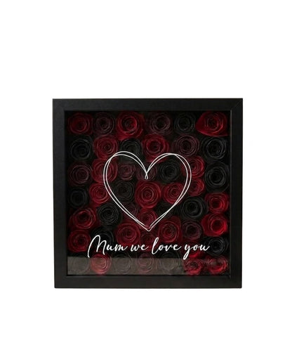 Personalized 3D Paper Rose Shadow Box - Square