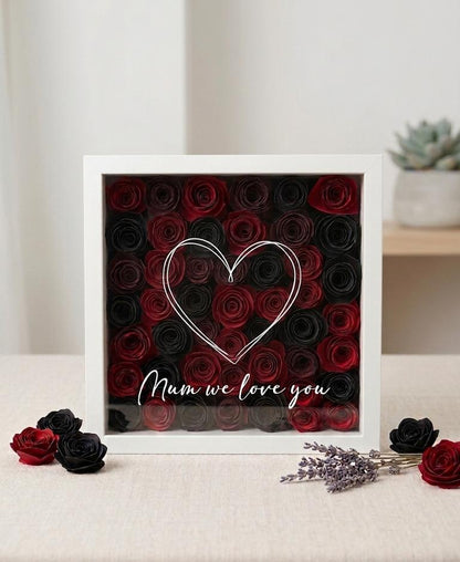 Personalized 3D Paper Rose Shadow Box - Square