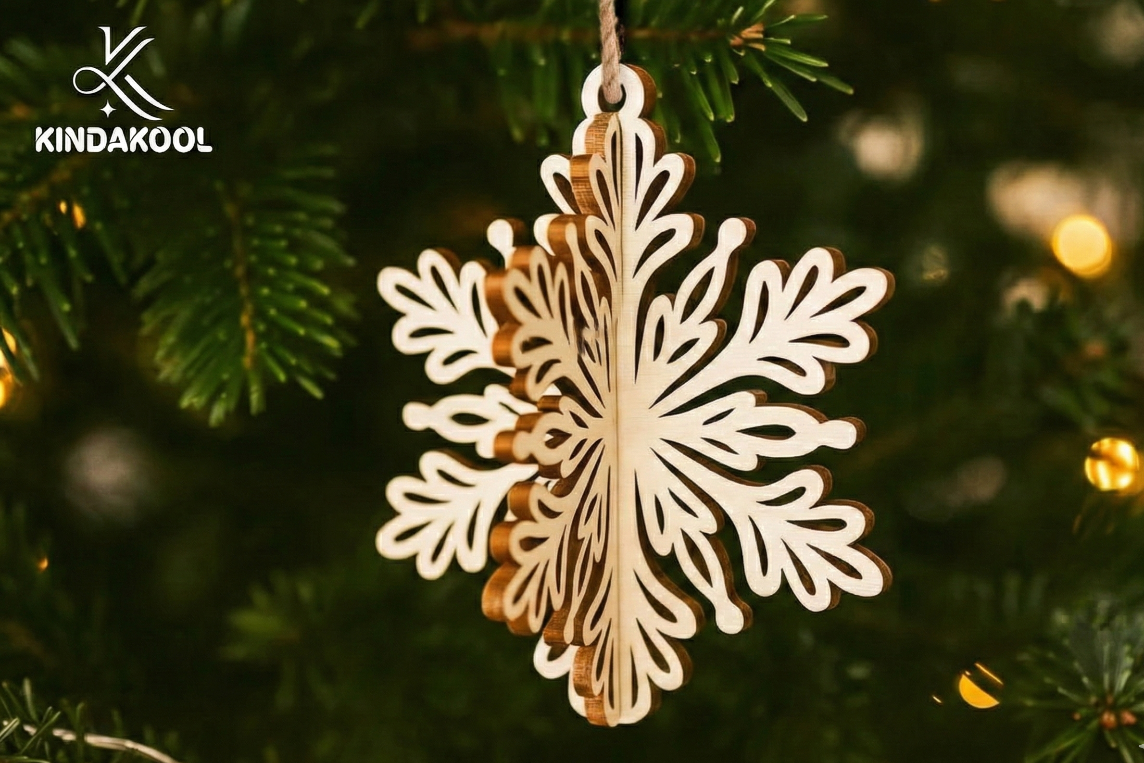 3D Wooden Snowflake Ornament